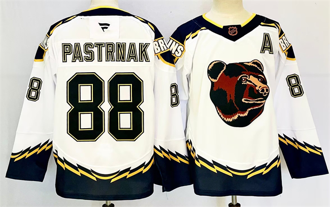 Boston Bruins #88 David Pastrnak White 2024-25 With A Patch Reverse Retro Home Stitched Jersey - Zenithce