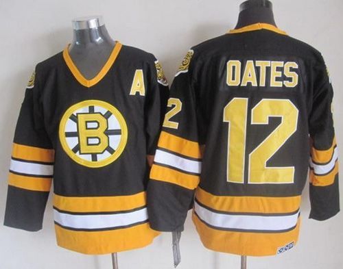 Bruins #12 Adam Oates Black Yellow CCM Throwback Stitched Jersey - Zenithce
