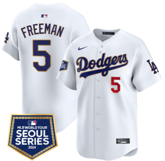 Los Angeles Dodgers #5 Freddie Freeman White 2024 World Tour Seoul Series Home Limited Stitched Jersey - Zenithce