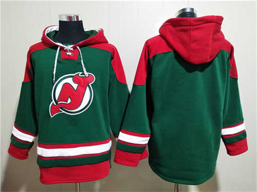 New Jersey Devils Blank Green Ageless Must-Have Lace-Up Pullover Hoodie - Zenithce