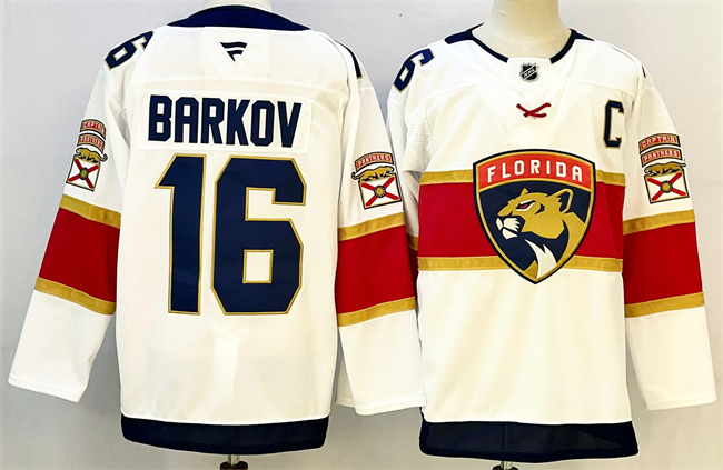 Florida Panthers #16 Aleksander Barkov White 2024-25 Home With C Patch Stitched Jersey - Zenithce