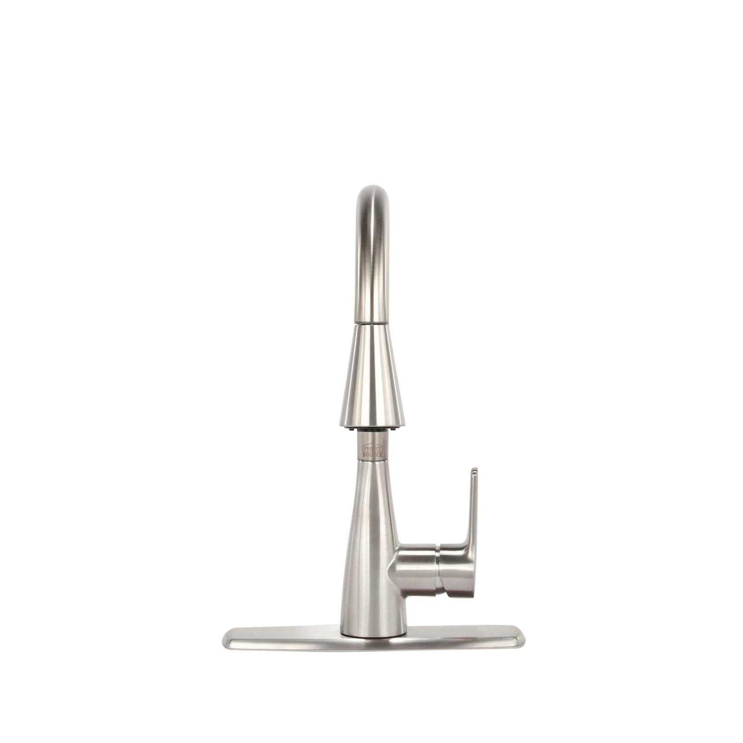 Project Source Dover Chrome Double Handle Low-arc Kitchen Faucet With Deck Plate and Side Spray Included F8F11095CP - Zenithce