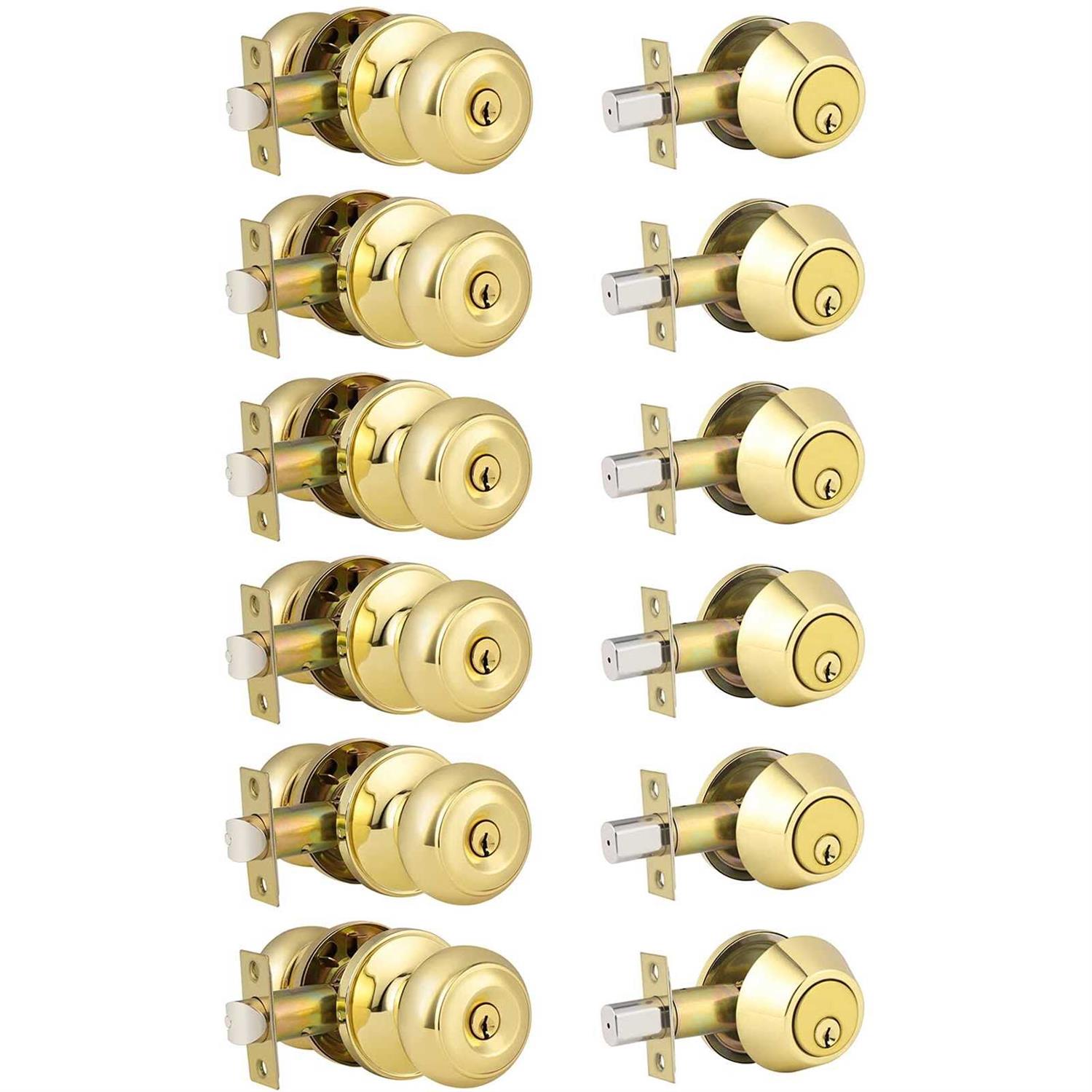Keyed Alike Entry Door Knob and Single Cylinder Deadbolt Lock Combo Set, Front Door Entry Knobs Lockset and Deadbolt Combination Set - Zenithce