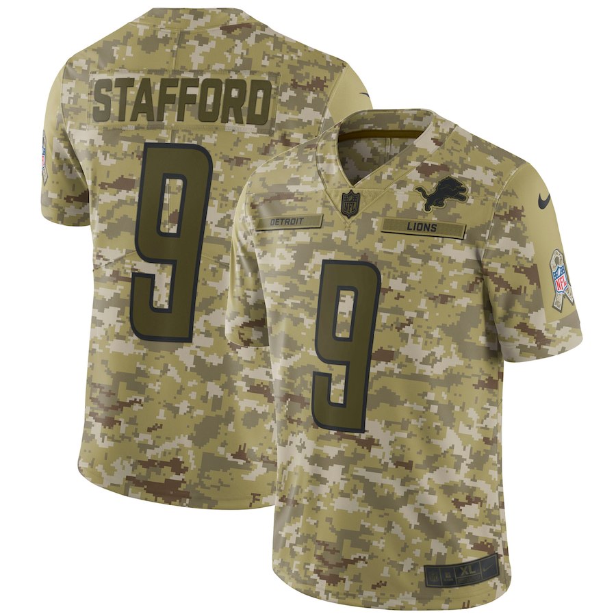 Lions #9 Matthew Stafford 2018 Camo Salute To Service Limited Stitched Jersey - Zenithce