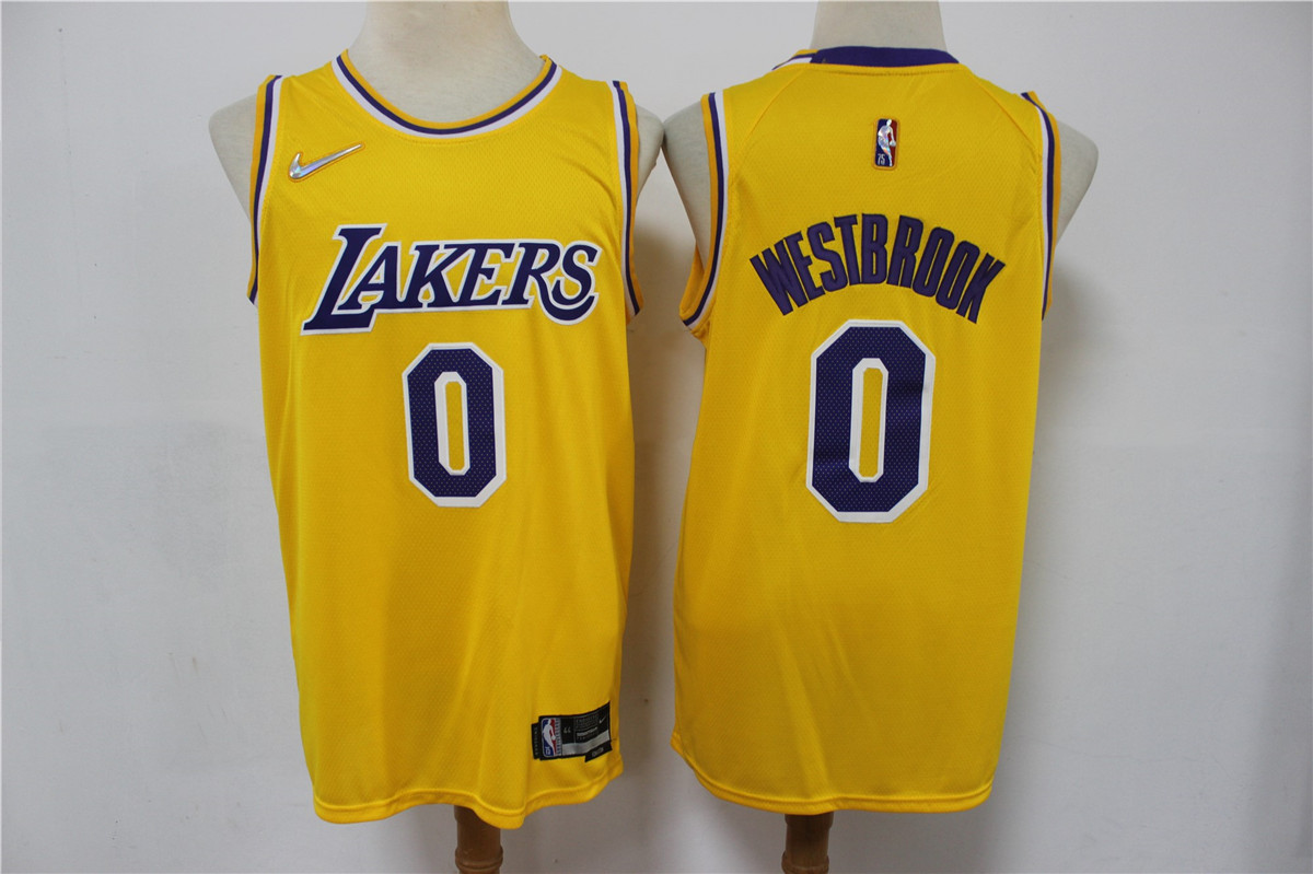 Los Angeles Lakers #0 Russell Westbrook Yellow 75th Anniversary Diamond 2021 Stitched Jersey - Zenithce