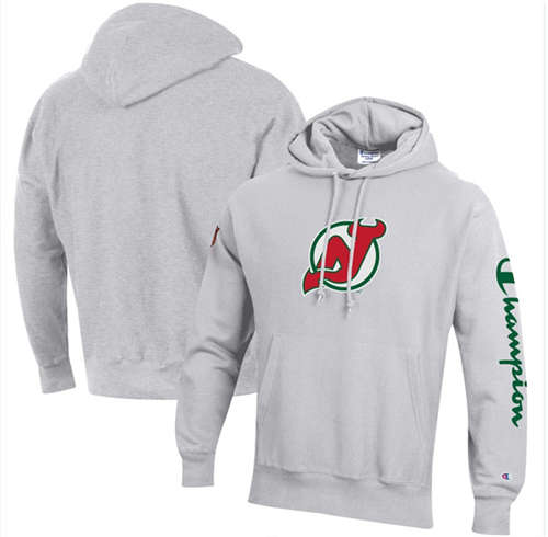 New Jersey Devils Champion Heathered Gray Reverse Weave Pullover Hoodie - Zenithce