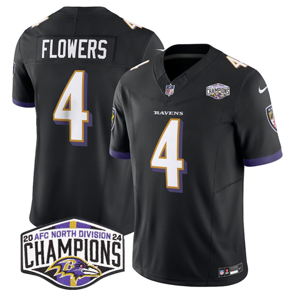 Baltimore Ravens #4 Zay Flowers Black F.U.S.E. 2024 AFC North Division Champions Vapor Limited Jersey - Zenithce