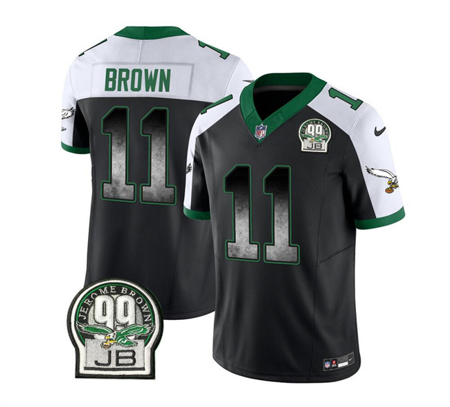 Philadelphia Eagles #11 A. J. Brown Black White 2023 F.U.S.E. Throwback Vapor Untouchable Limited Stitched Jersey - Zenithce