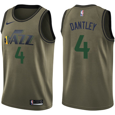 Jazz #4 Adrian Dantley Green Salute to Service Swingman Jersey - Zenithce
