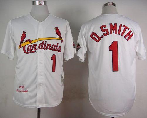 Mitchell And Ness 1992 Cardinals #1 Ozzie Smith White Stitched Jersey - Zenithce