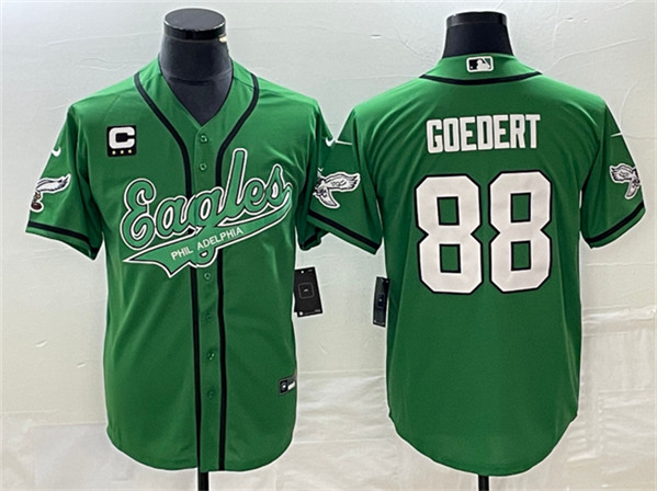 Philadelphia Eagles #88 Dallas Goedert Green With C Patch Cool Base Stitched Jersey - Zenithce