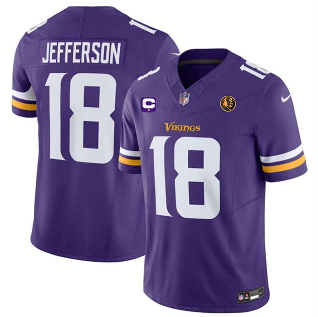 Minnesota Vikings #18 Justin Jefferson Purple 2023 F.U.S.E. With 1-Star C Patch And John Madden Patch Vapor Limited Stitched Jersey - Zenithce