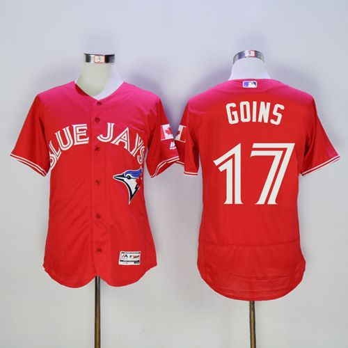Blue Jays #17 Ryan Goins Red Flexbase Authentic Collection Canada Day Stitched Jersey - Zenithce