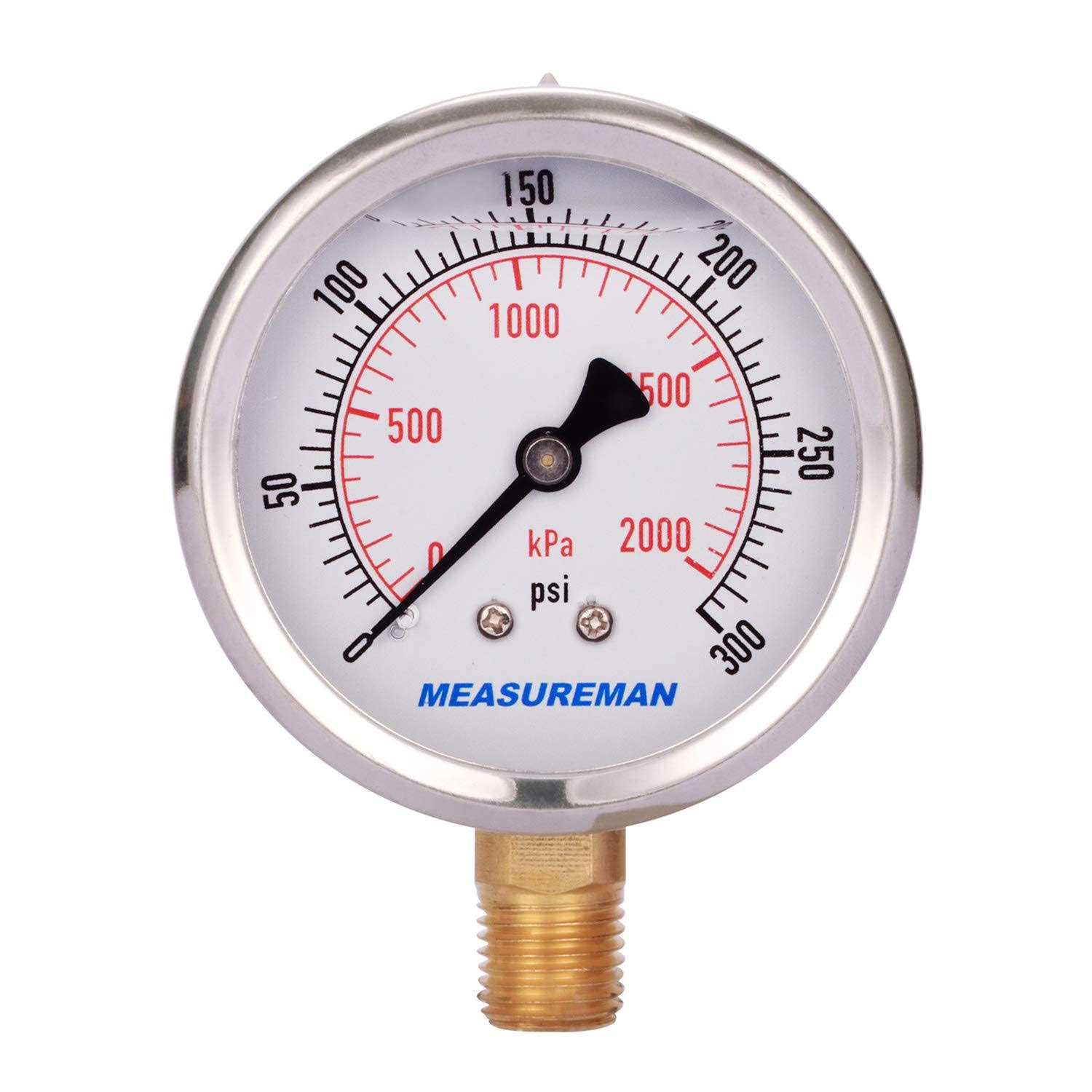 Measureman 2-1/2inch Dial Size Filled Pressure Gauge - Zenithce