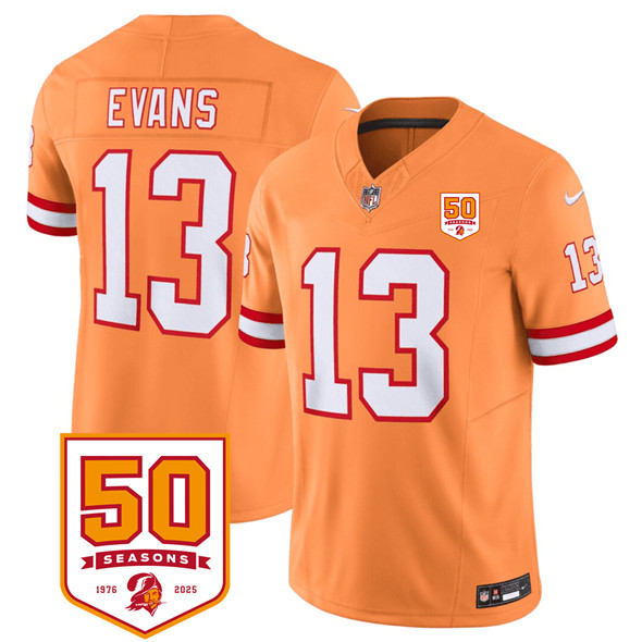Tampa Bay Buccaneers #13 Mike Evans Orange 2025 F.U.S.E. 50th Anniversary Patch Vapor Untouchable Limited Stitched Jersey - Zenithce