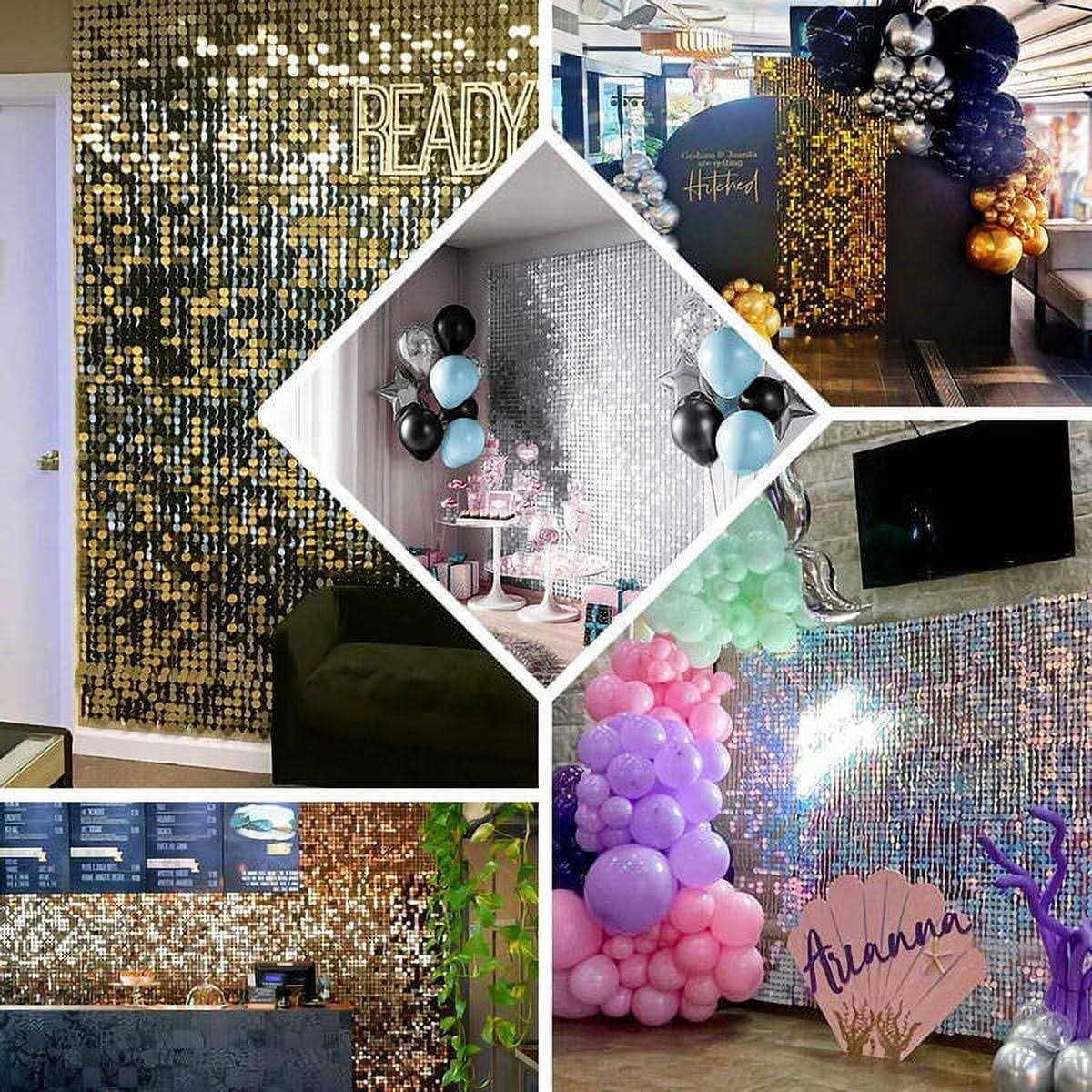 Efavormart 10 Panels Ritzy Sequin Shimmer Wall Backdrop Panels Round Sequin Party Backdrop - Zenithce
