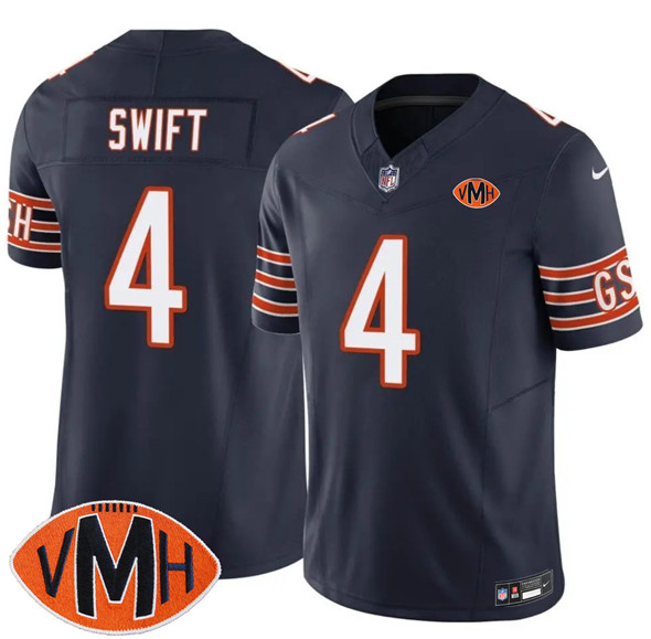Chicago Bears #4 D'Andre Swift Navy 2025 F.U.S.E. With Illinois and VMH Patch Vapor Untouchable Limited Stitched Jersey - Zenithce