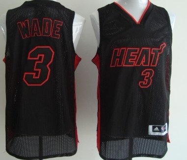 Miami ami Heat #3 Dwyane Wade All Black With Red Swingman Jersey - Zenithce