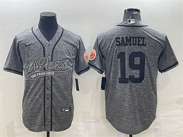 San Francisco 49ers #19 Deebo Samuel Gray With Patch Cool Base Stitched Baseball Jersey - Zenithce