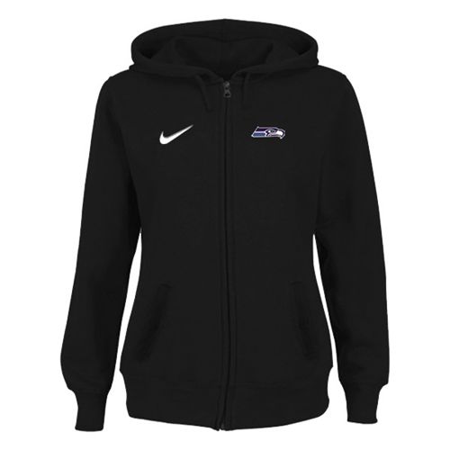 Women's Seattle Seahawks Stadium Rally Full Zip Hoodie Black - Zenithce