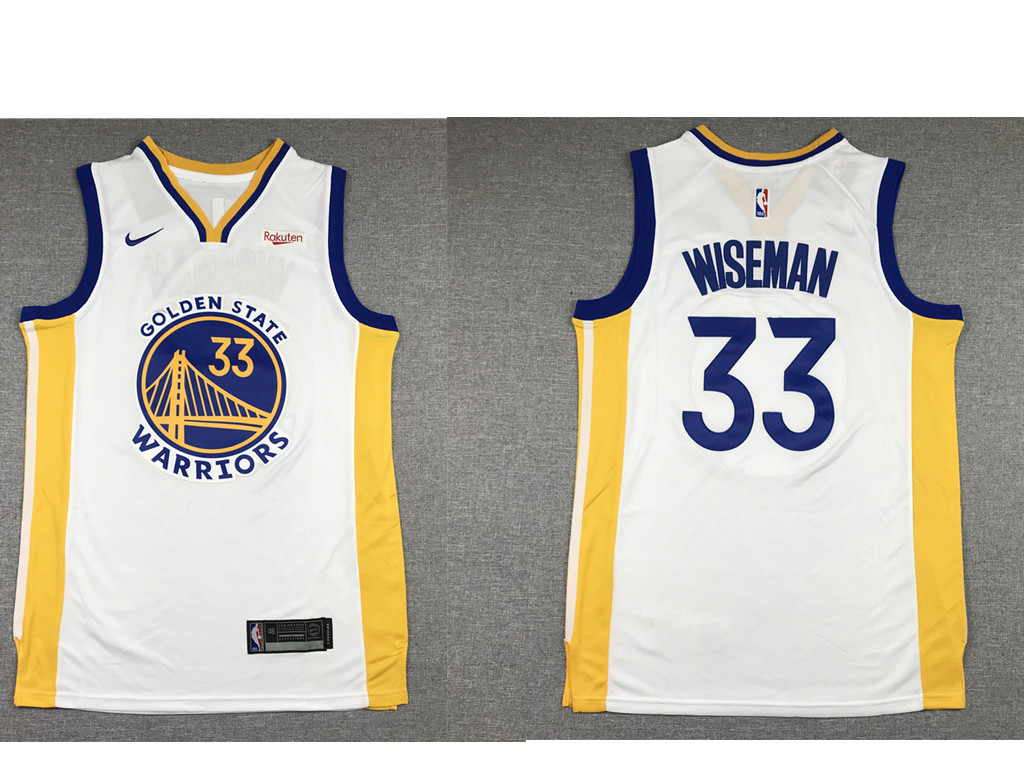 Golden State Warriors #33 James Wiseman White 2019 Swingman NEW Rakuten Logo Stitched Jersey - Zenithce