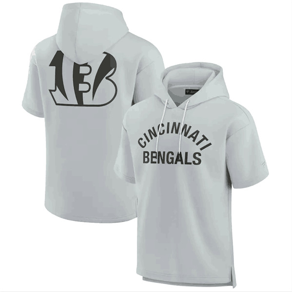 Cincinnati Bengals Gray Super Soft Fleece Short Sleeve Hoodie - Zenithce