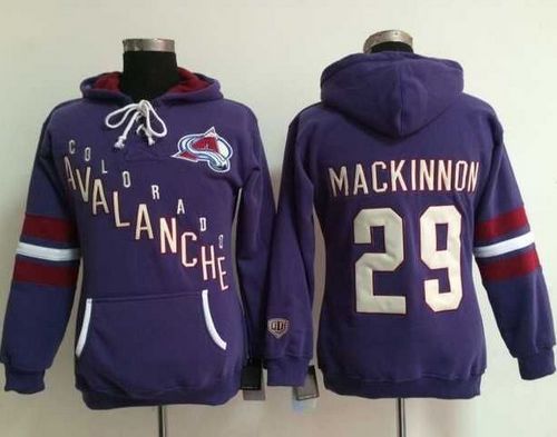 Colorado Avalanche #29 Nathan MacKinnon Purple Women's Old Time Heidi NHL Hoodie - Zenithce