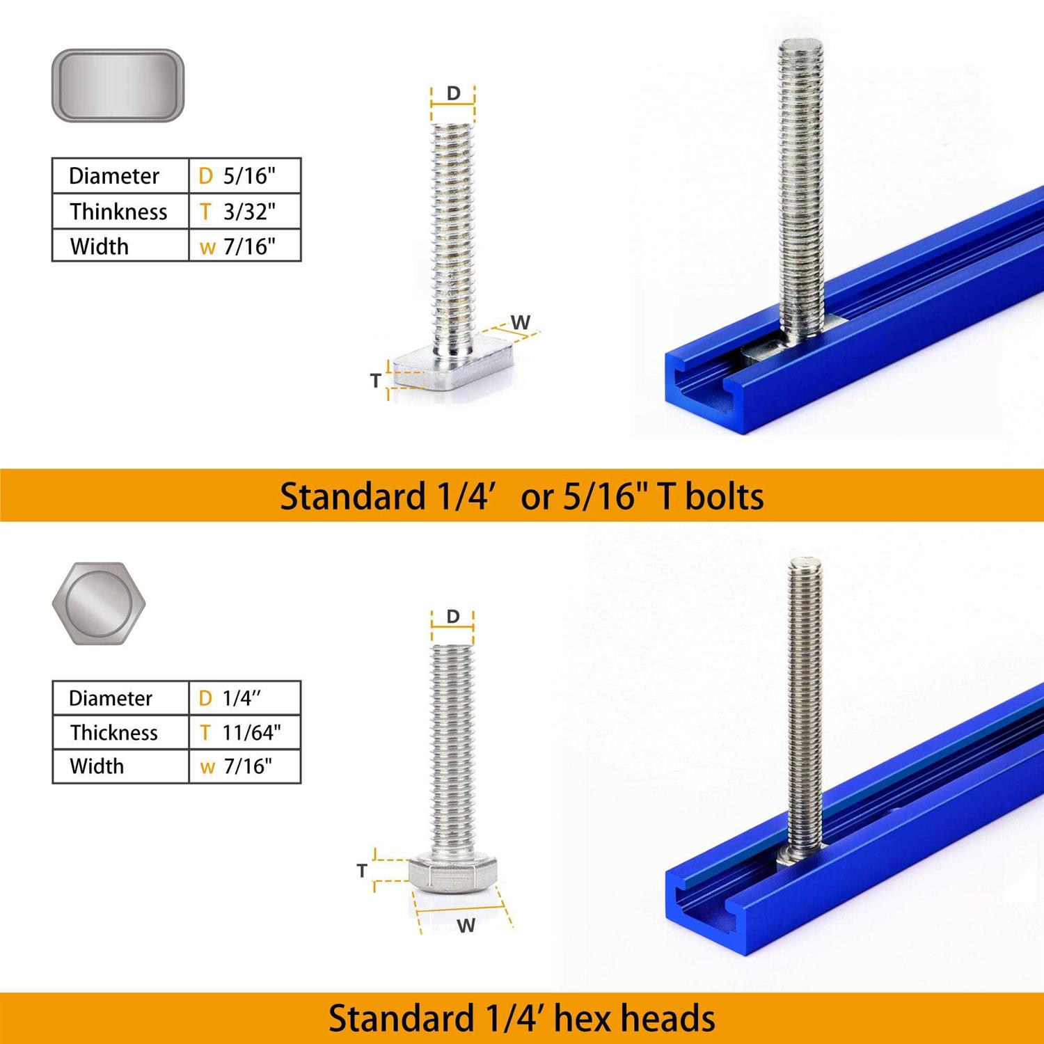 T-Track for Woodworking with Screws Aluminum Alloy Woodworking Tools Double Cut Profile Universal T-Tracks with Predrilled - Zenithce