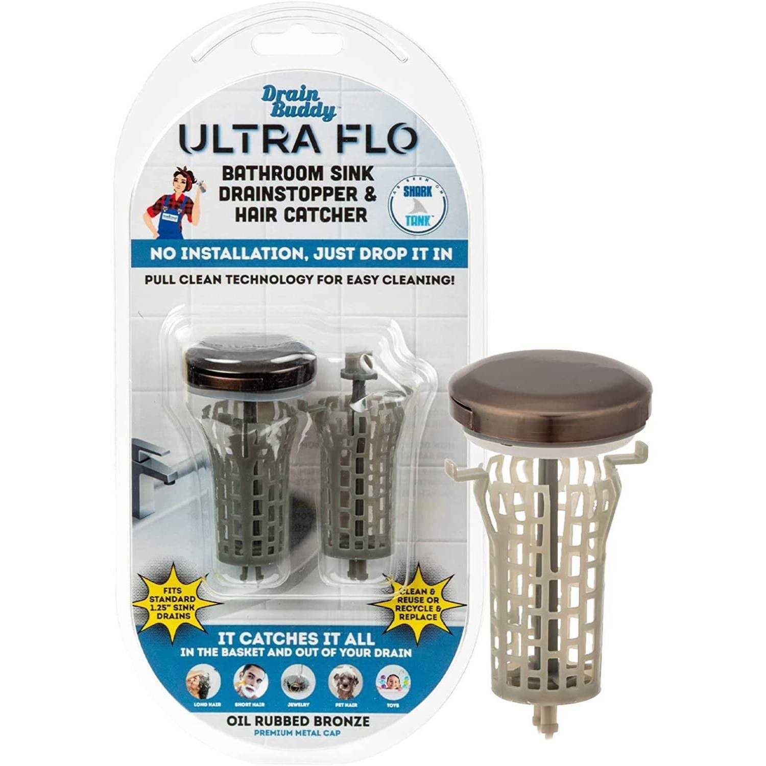 Drain Buddy Ultra Flo No Installation 2 in 1 Clog Preventing Tub Drain Stopper and Hair Catcher for 1 3/8 to 1.5 Bathroom Tubs and Utility Sinks - Zenithce
