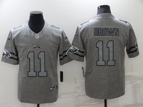 Philadelphia Eagles #11 A. J. Brown Gray Gridiron Team Logo Limited Stitched Jersey - Zenithce
