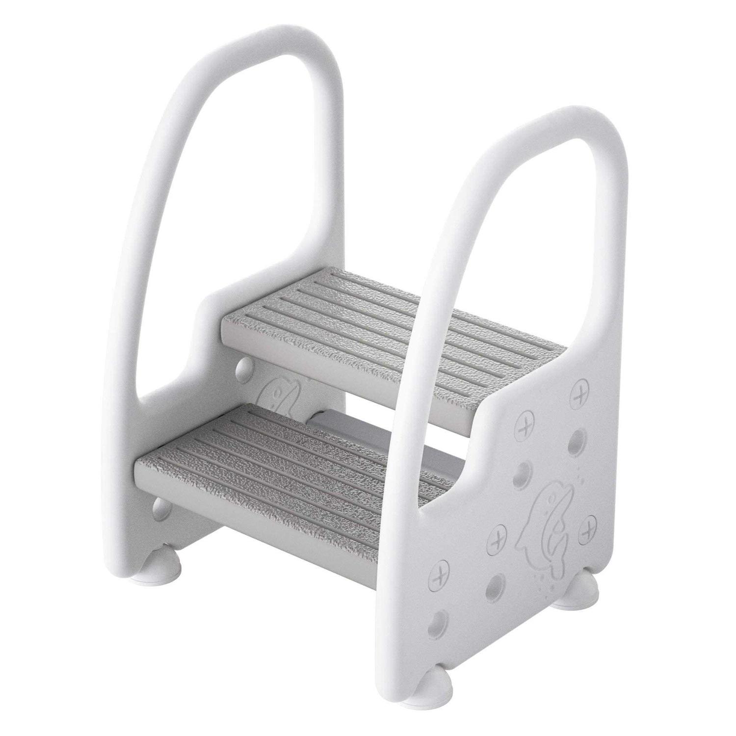 Two Step Stool for Kids with 2 PCS Faucet Extender, Babevy Toddler Step Stool for Potty Training, with Numbers/ABC and Handles - Zenithce