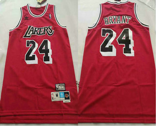 Los Angeles Lakers #24 Kobe Bryant Red With Black Name Hardwood Classics Soul Swingman Throwback Jersey - Zenithce