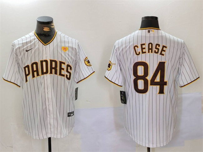 San Diego Padres #84 Dylan Cease White With PS Patch Cool Base Stitched Jersey - Zenithce