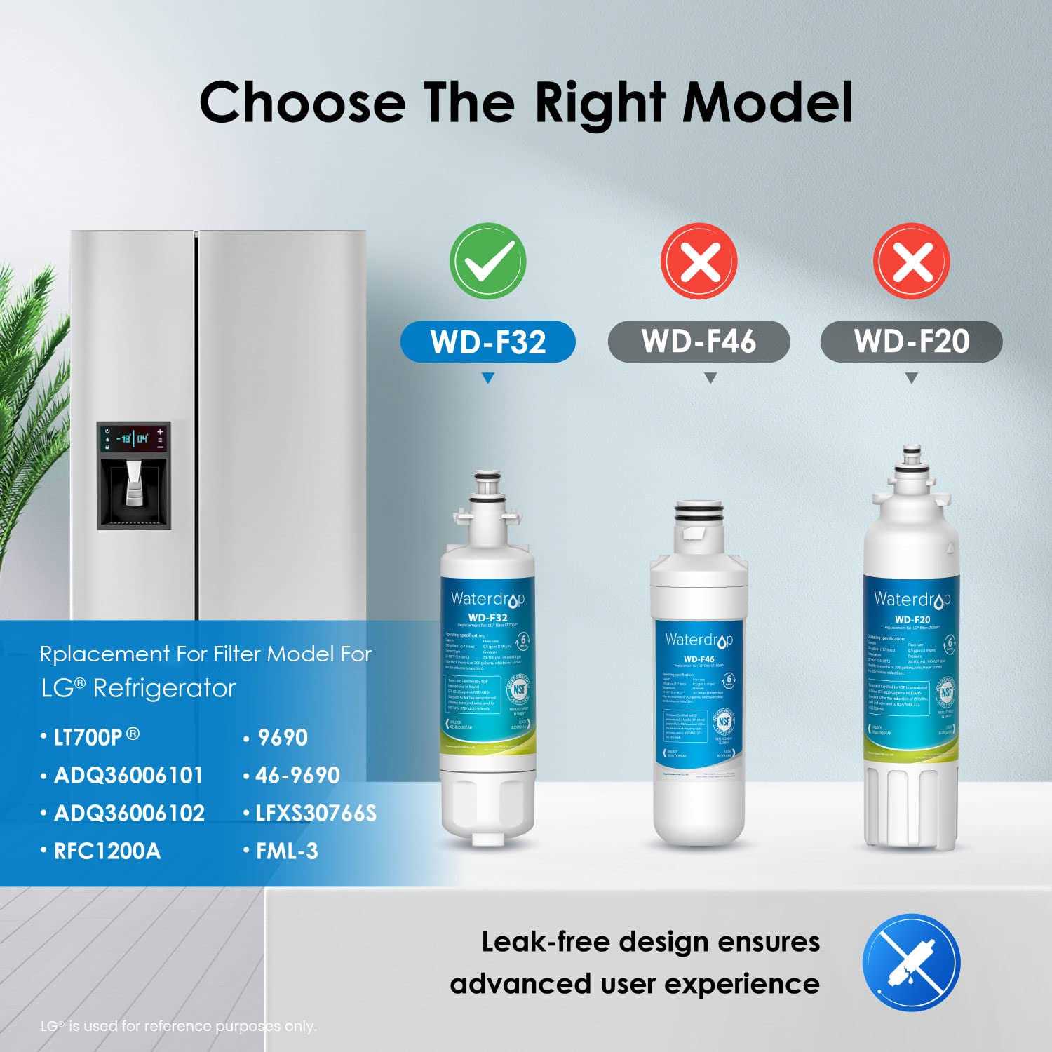 Waterdrop 469690 ADQ36006101 Refrigerator Water Filter Replacement for LG LT700P - Zenithce