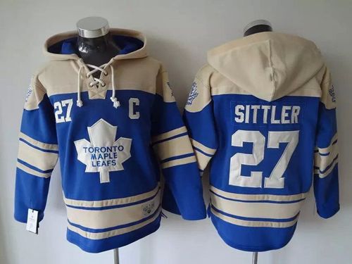 Maple Leafs #27 Darryl Sittler Blue Sawyer Hooded Sweatshirt Stitched Jersey - Zenithce
