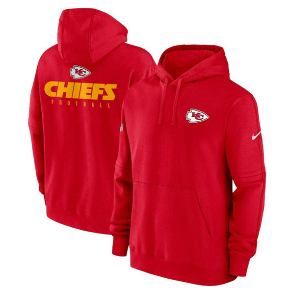 Kansas City Chiefs Red Sideline Club Fleece Pullover Hoodie - Zenithce