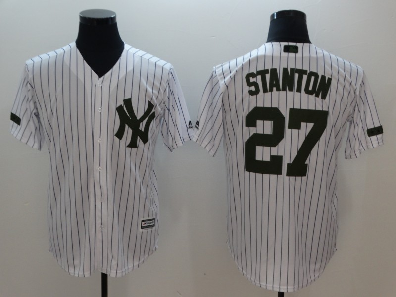 New York Yankees #27 Giancarlo Stanton White Olive Cool Base Stitched Jersey - Zenithce