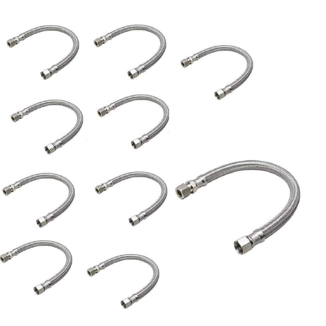 Ez-fluid Leadfree Stainless Steel Dishwasher Hose for Cold/Hot Water Hose connectors Female Comp. x 3/8 Female Comp. x Dishwasher - Zenithce