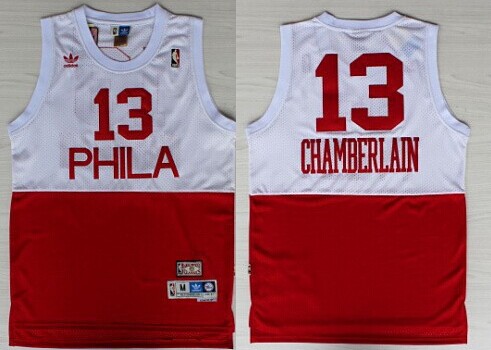 Philadelphia 76ers #13 Wilt Chamberlain White With Red Swingman Throwback Jersey - Zenithce