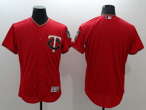 Twins Blank Red Flexbase Authentic Collection Stitched Jersey - Zenithce