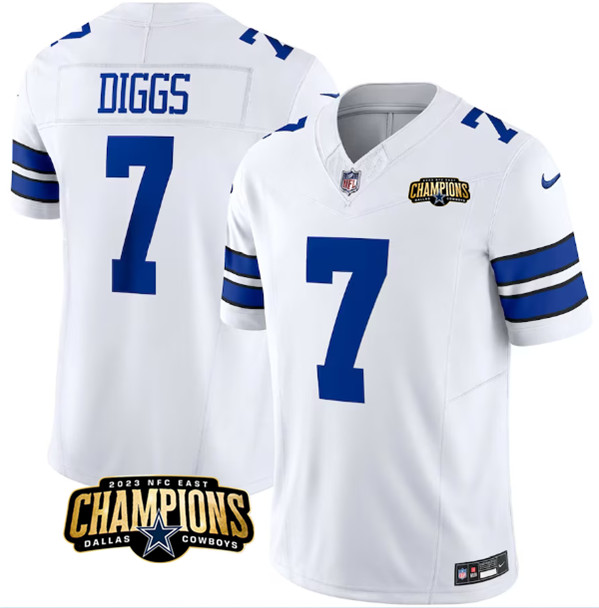 Dallas Cowboys #7 Trevon Diggs White 2023 F.U.S.E. NFC East Champions Patch Stitched Jersey - Zenithce