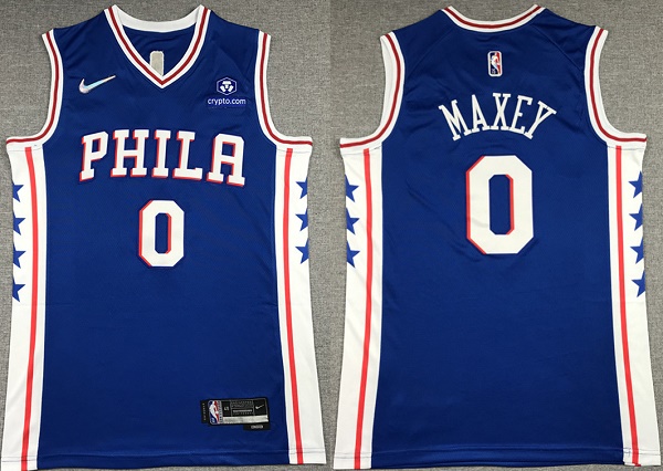 Philadelphia 76ers #0 Tyrese Maxey Royal 75th Anniversary Icon Edition Swingman Stitched Jersey - Zenithce