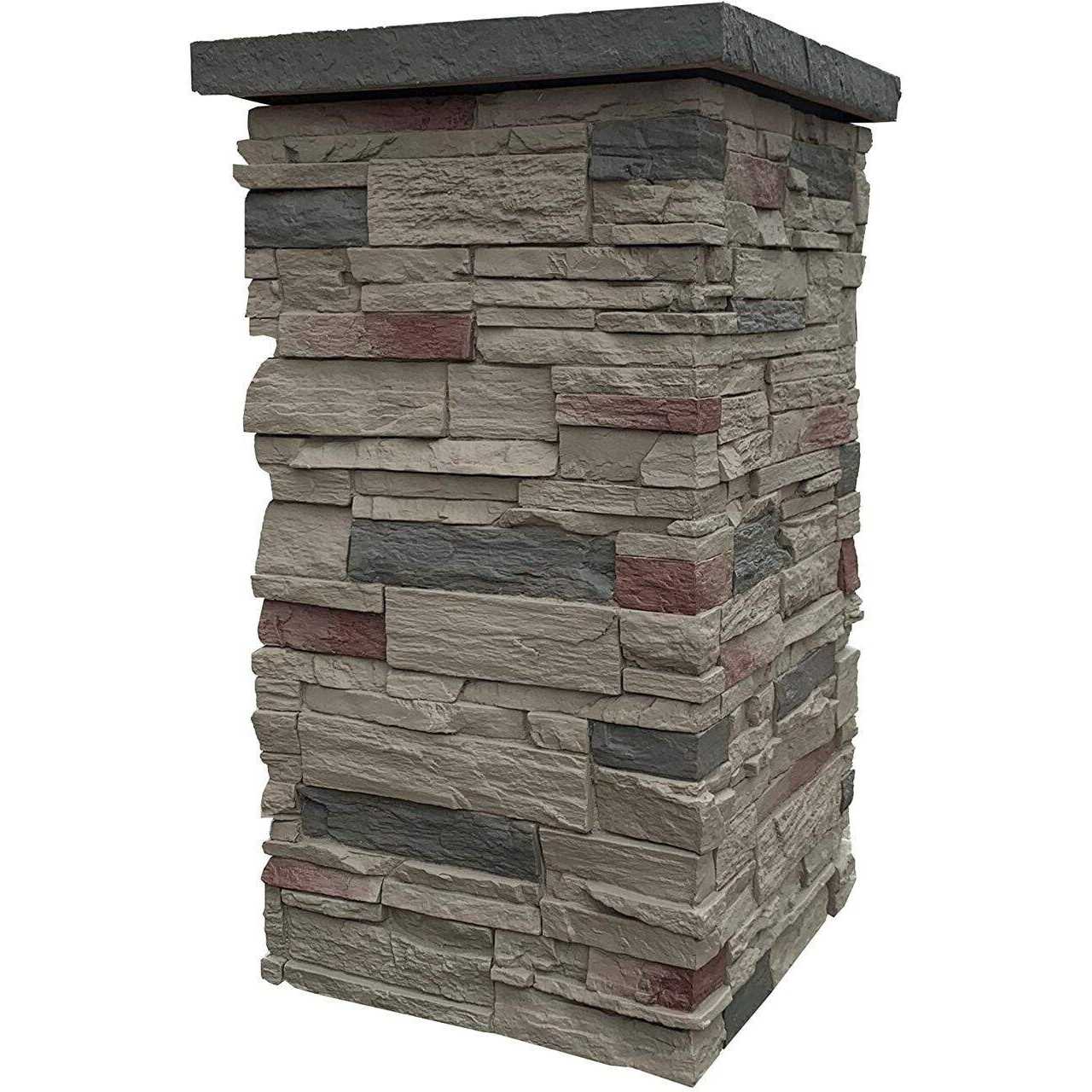 NextStone Country Ledgestone 8 in. x 8 in. x 47 Polyurethane Faux Stone Split Post Cover - Zenithce