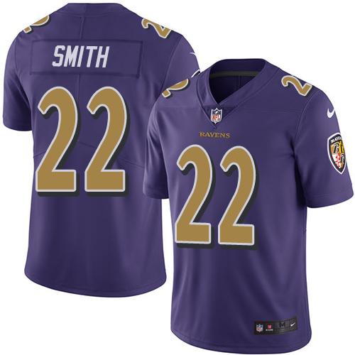Ravens #22 Jimmy Smith Purple Stitched Limited Rush Nike Jersey - Zenithce