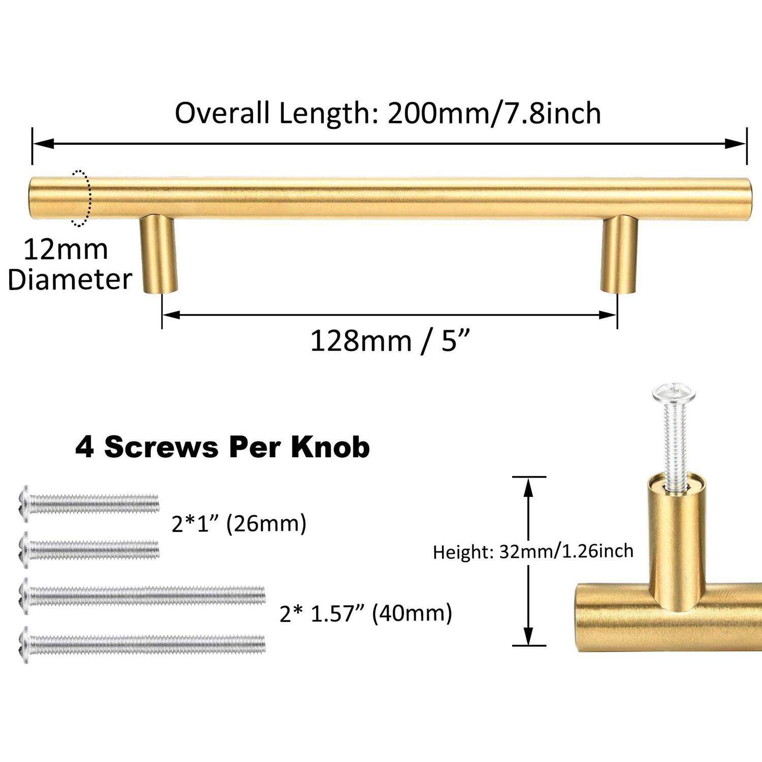 Kitmose 15 Pack Cabinet Pulls Brushed Gold Stainless Steel T Bar Pull Handles Kitchen Cabinet Cupboard Drawer Door Handle Pull Knobs - Zenithce