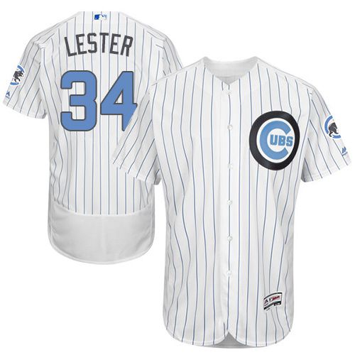 Cubs #34 Jon Lester White(Blue Strip) Flexbase Authentic Collection 2016 Father's Day Stitched Jersey - Zenithce