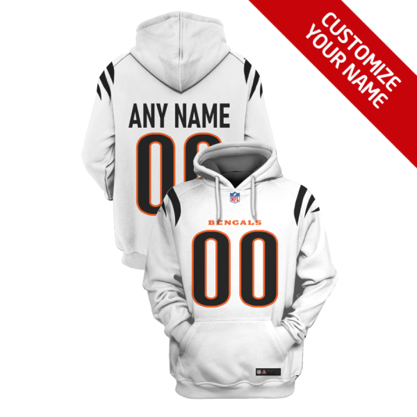 Cincinnati Bengals Active Player Custom 2021 White Pullover Hoodie - Zenithce