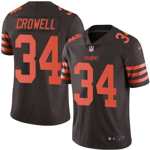 Browns #34 Isaiah Crowell Brown Stitched Limited Rush Nike Jersey - Zenithce