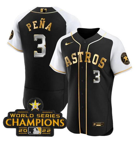 Houston Astros #3 Jeremy PeNa 2023 Black Gold Alternate Flex Base Stitched Jersey - Zenithce