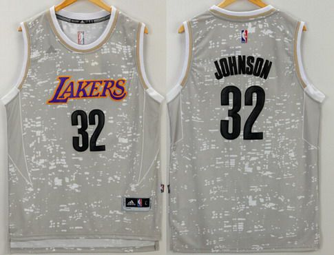 Los Angeles Lakers #32 Magic Johnson Retired Player Adidas 2015 Gray City Lights Swingman Jersey - Zenithce